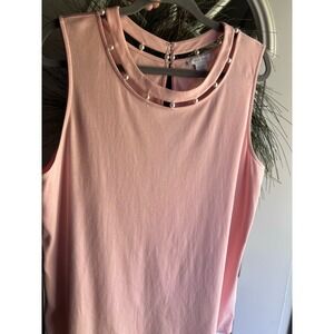 Joan Vass 1X top with pearly insets in Blossom Pink - a Neiman Marcus br…